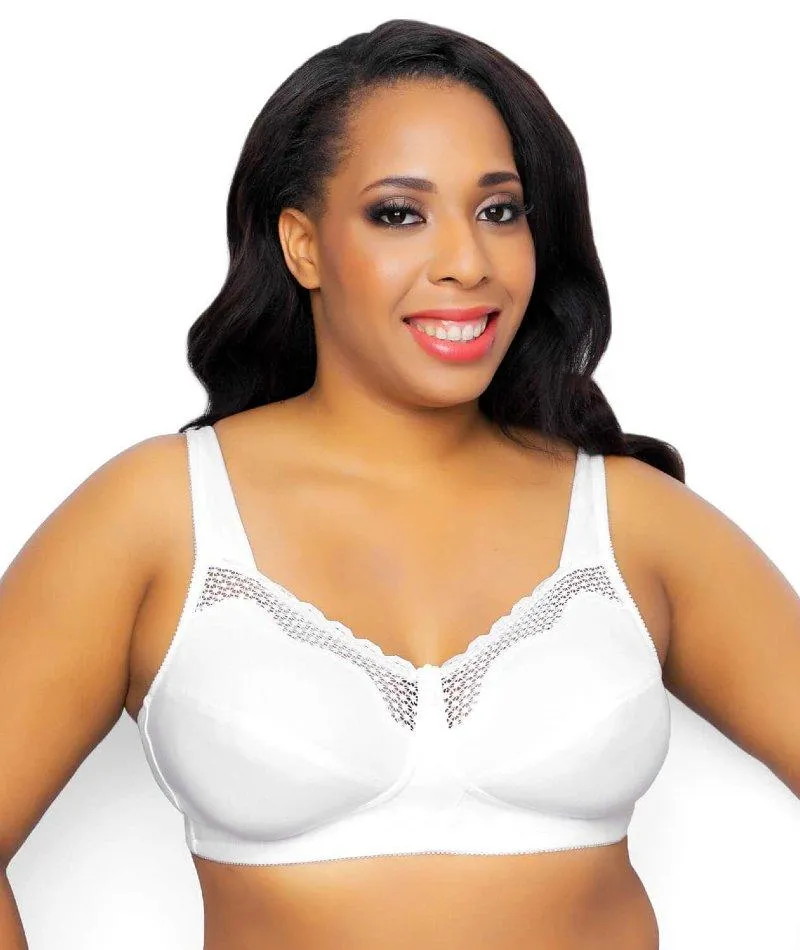 Exquisite Form Fully Cotton Soft Cup Wire-Free Bra With Lace - White