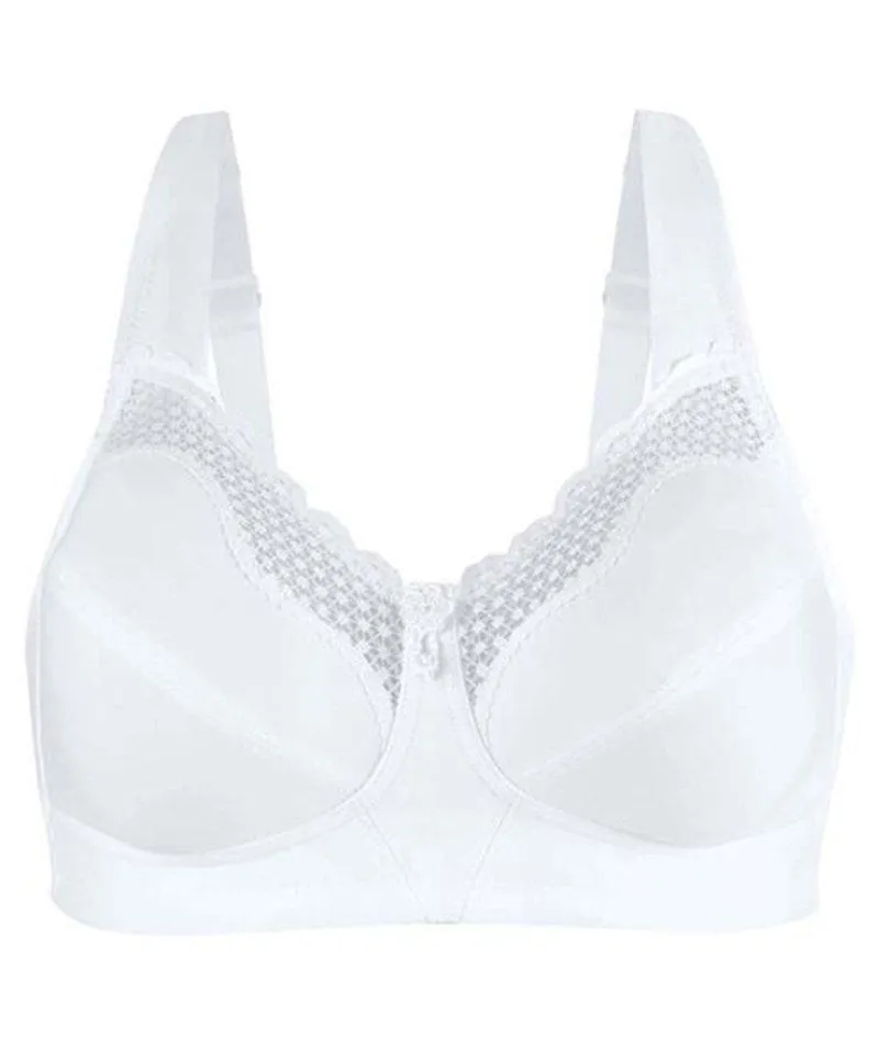 Exquisite Form Fully Cotton Soft Cup Wire-Free Bra With Lace - White