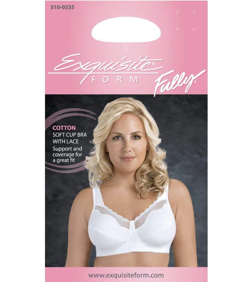 Exquisite Form Fully Cotton Soft Cup Wire-Free Bra With Lace - White