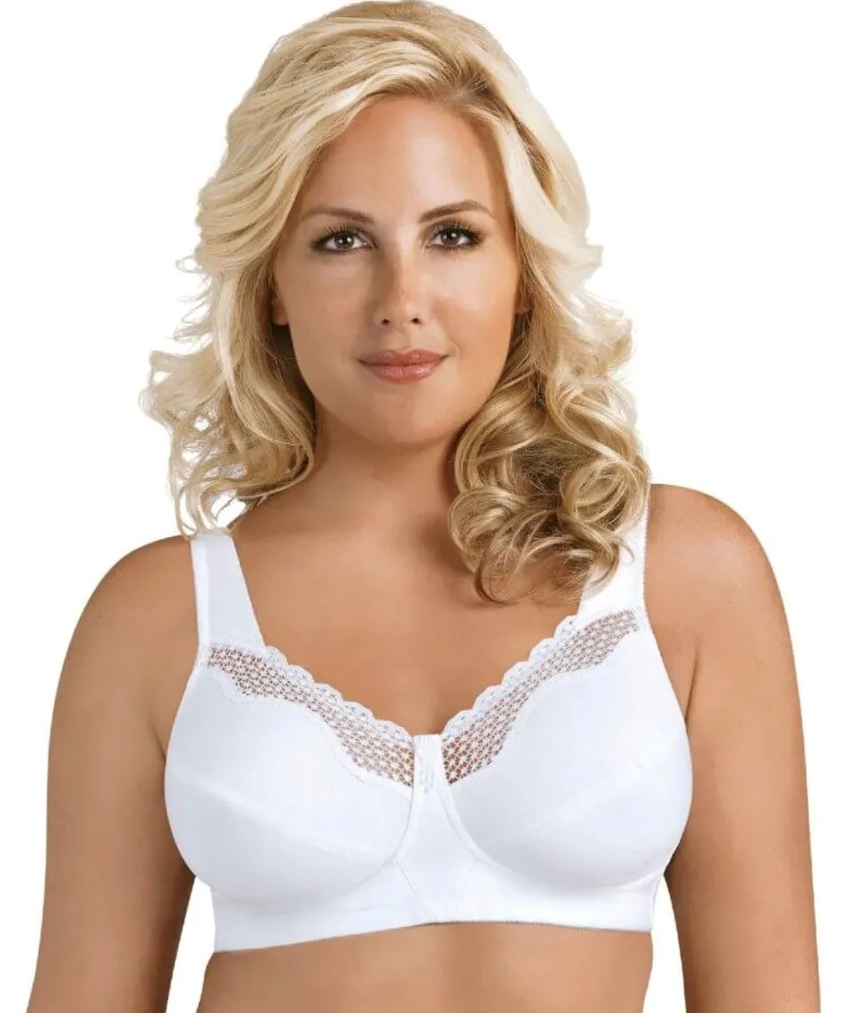 Exquisite Form Fully Cotton Soft Cup Wire-Free Bra With Lace - White