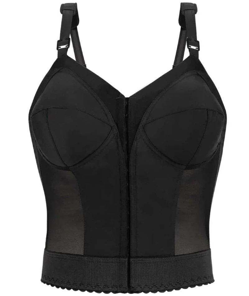 Exquisite Form Fully Front Close Longline Posture Wire-Free Bra - Black