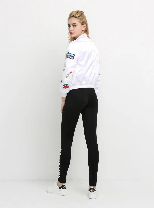 Fashion Pant Women Leggings Black Letter Print