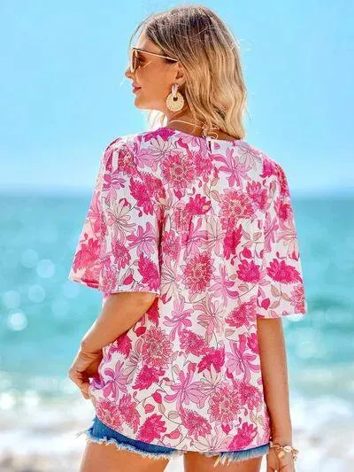 Floral Printed Half Sleeve Blouse for Everyday Style