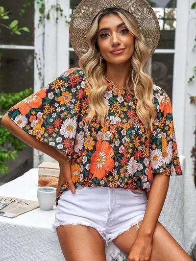 Floral Printed Half Sleeve Blouse for Everyday Style