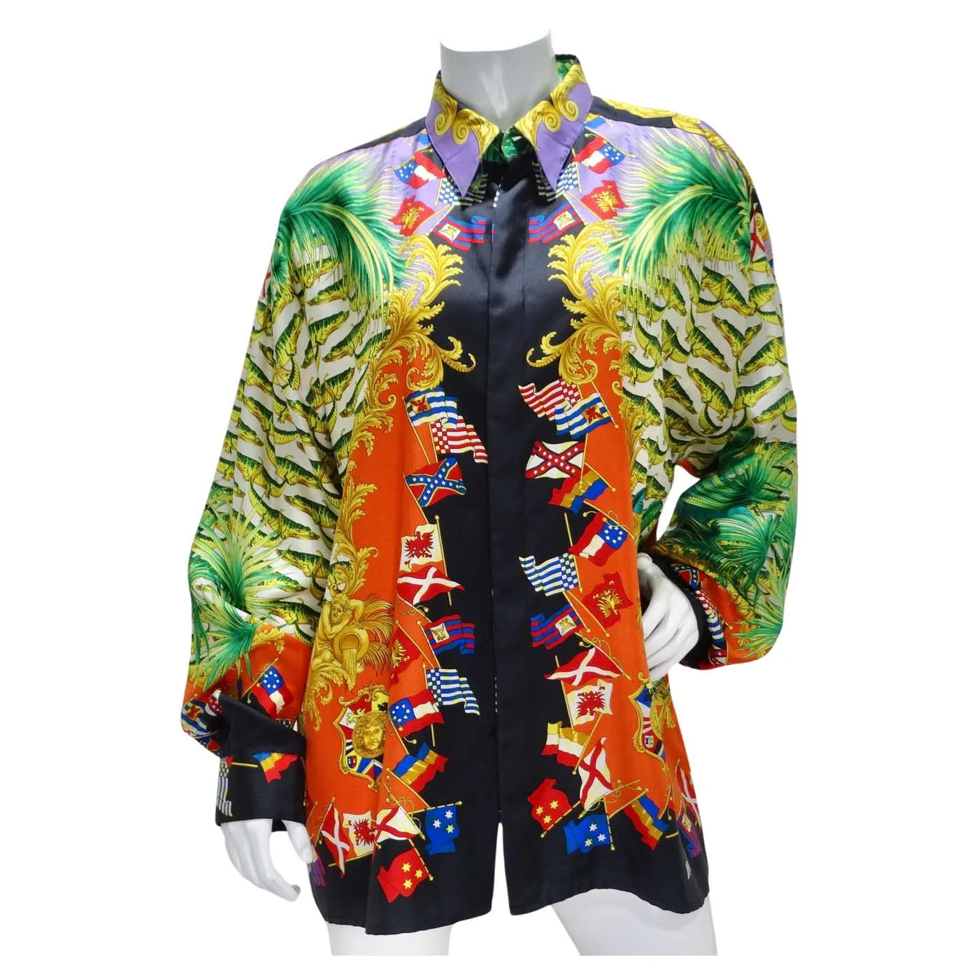 Gianna Versace SS 1993 Miami Collection Silk Shirt