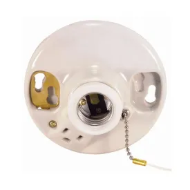 Glazed Porcelain Ceiling Receptacle On-Off Pull Chain w/Grounded Convenience Outlet Ceiling Receptacle On-Off Pull Chain W/Grounded Convenience Outlet by Satco