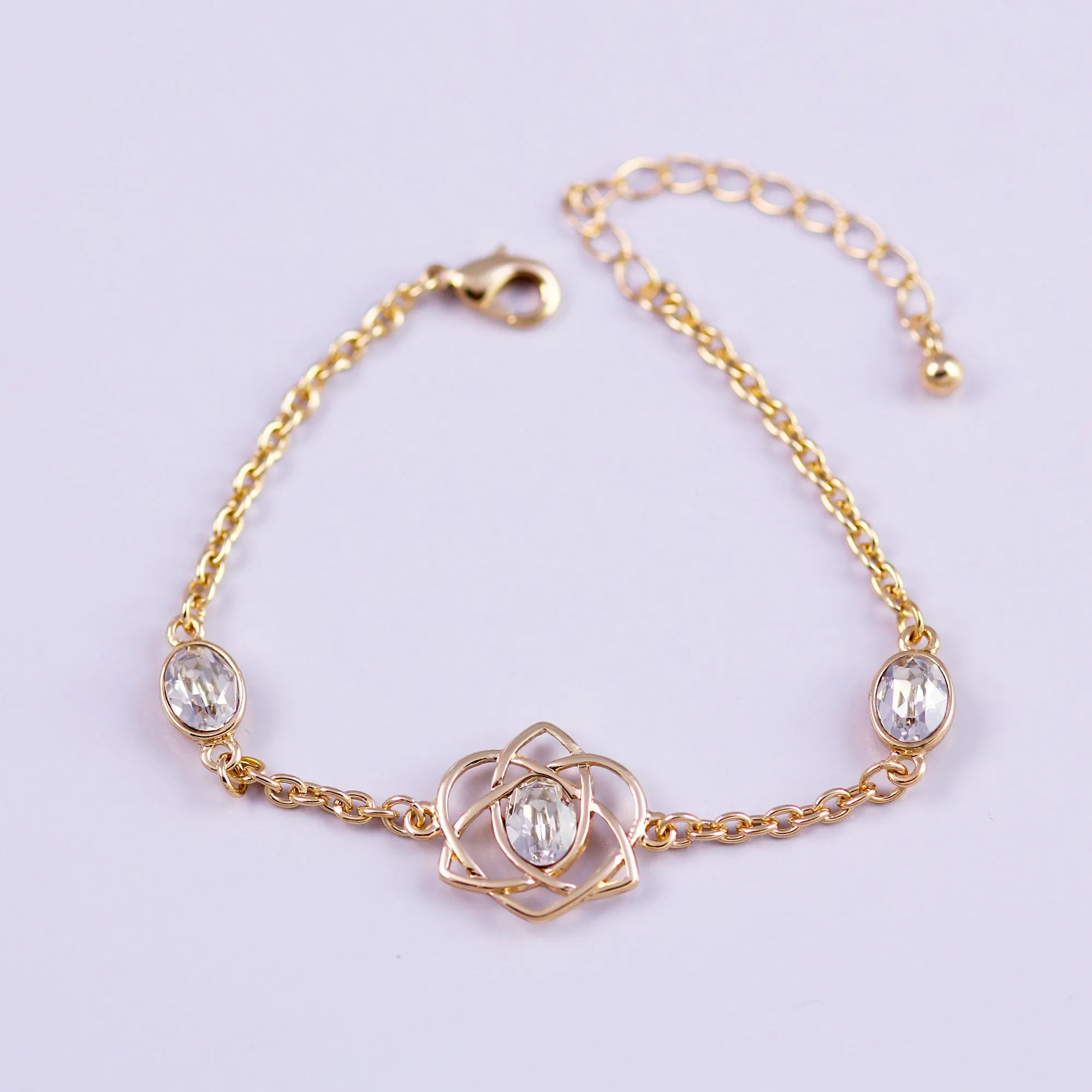 Gold & Crystal Trinity Love Knot Bracelet