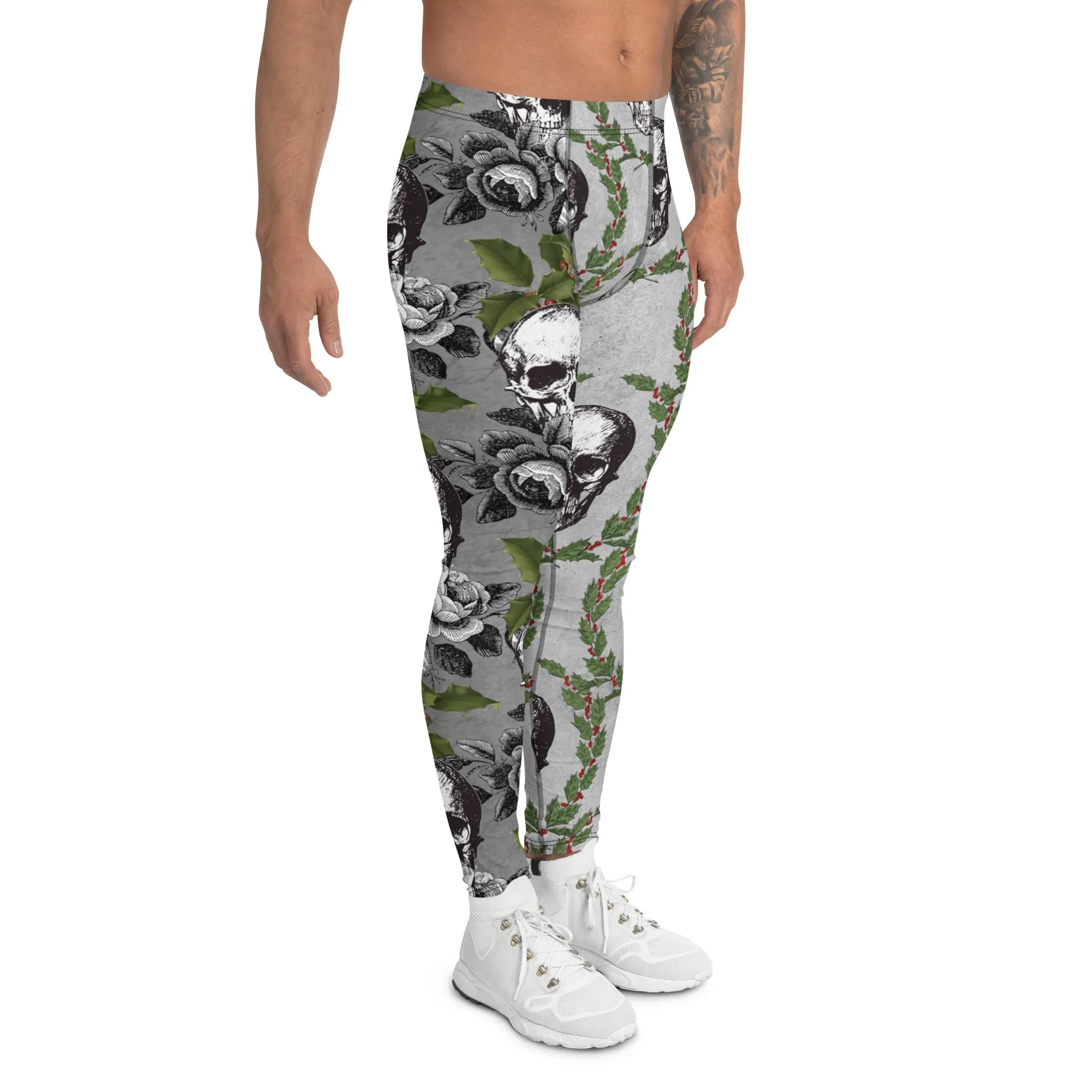 Goth Ugly Christmas Skull Leggings – Dark Holiday Style for Men