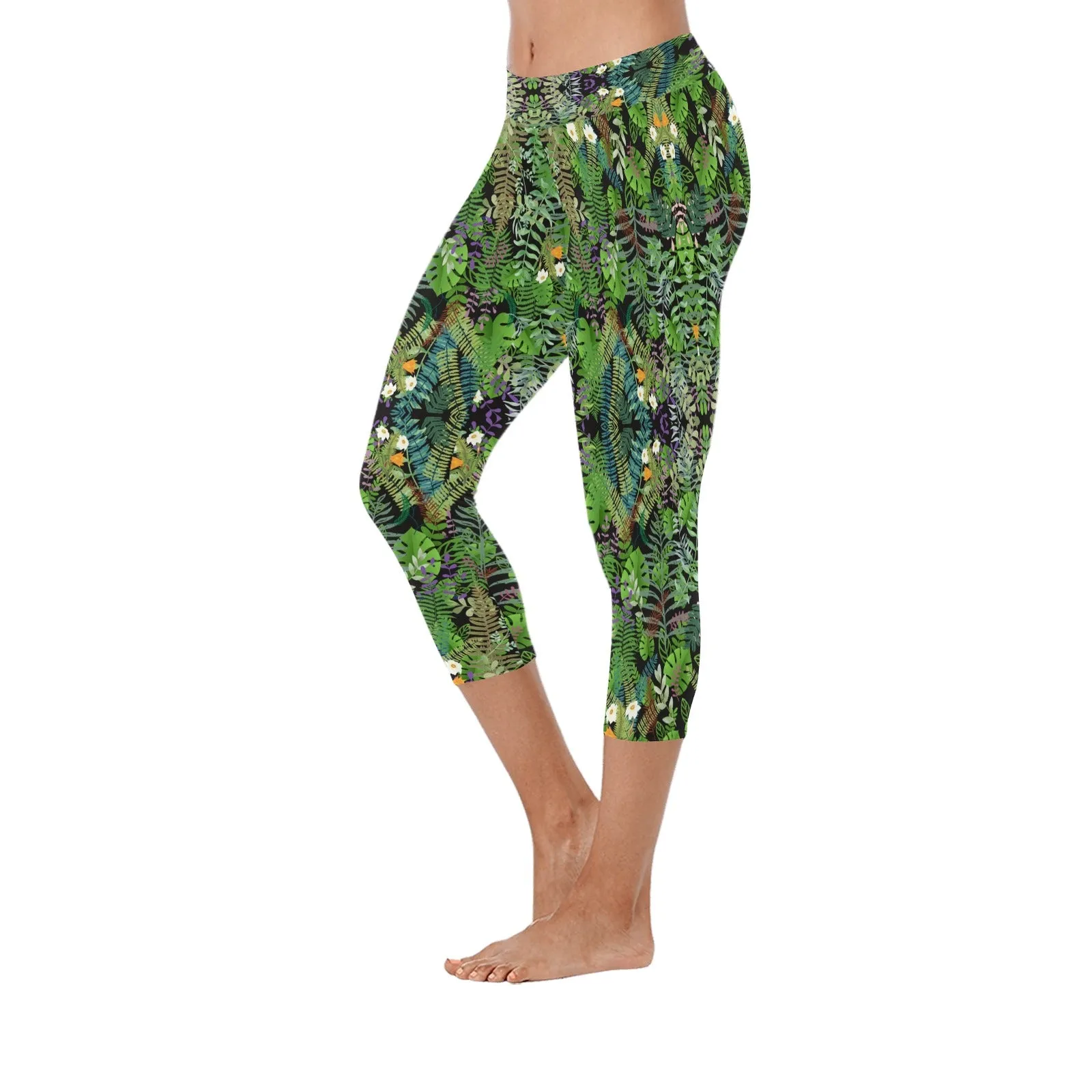 Graphic Jungle Capri Leggings up to 5 XL