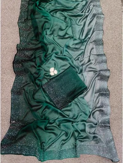 Green Padding Swarovski Design Saree