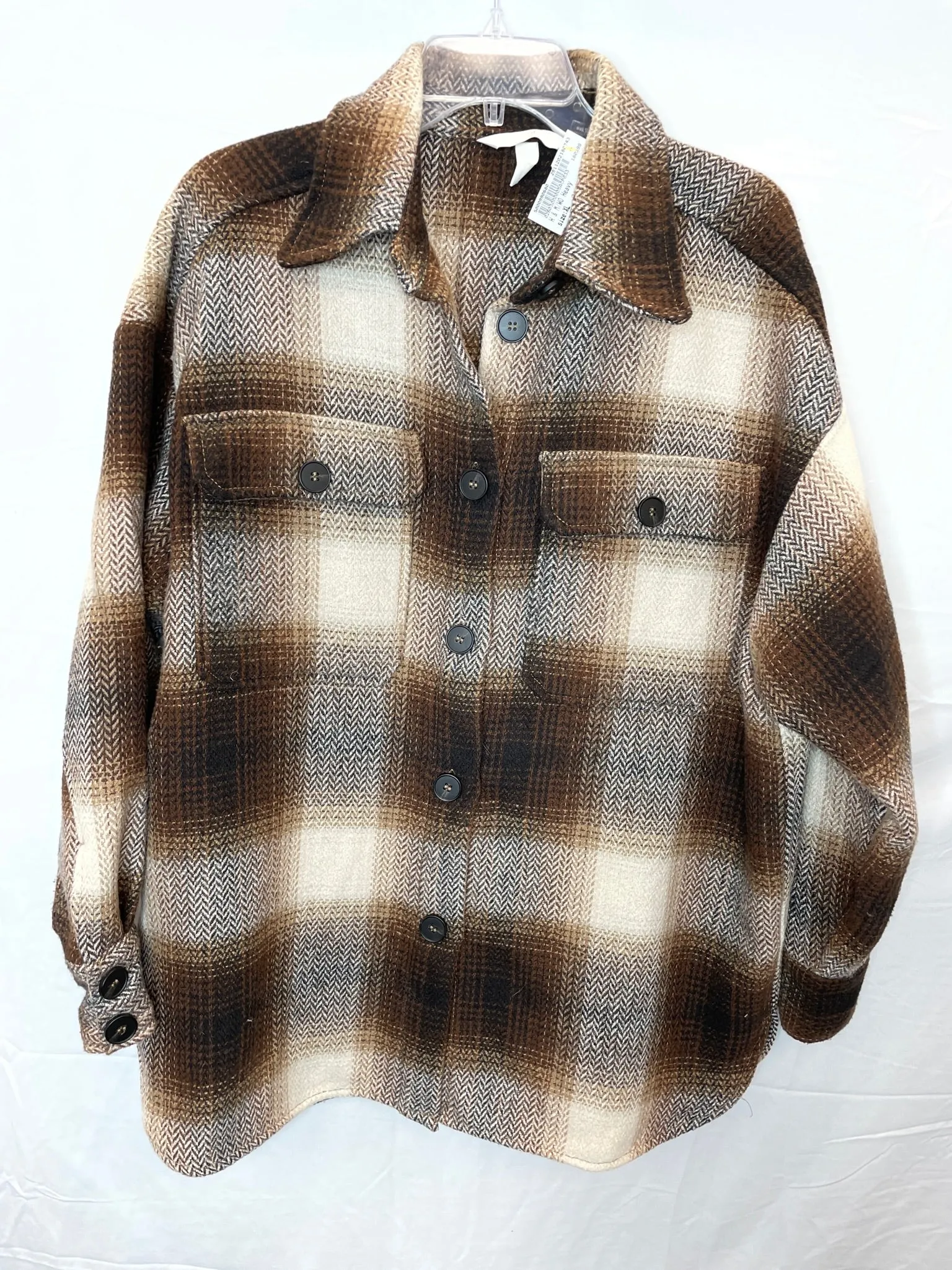 H&M Brown Plaid Button Up Shacket- XL