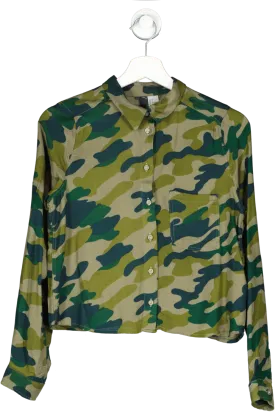 H&M Green Camo Print Shirt UK S