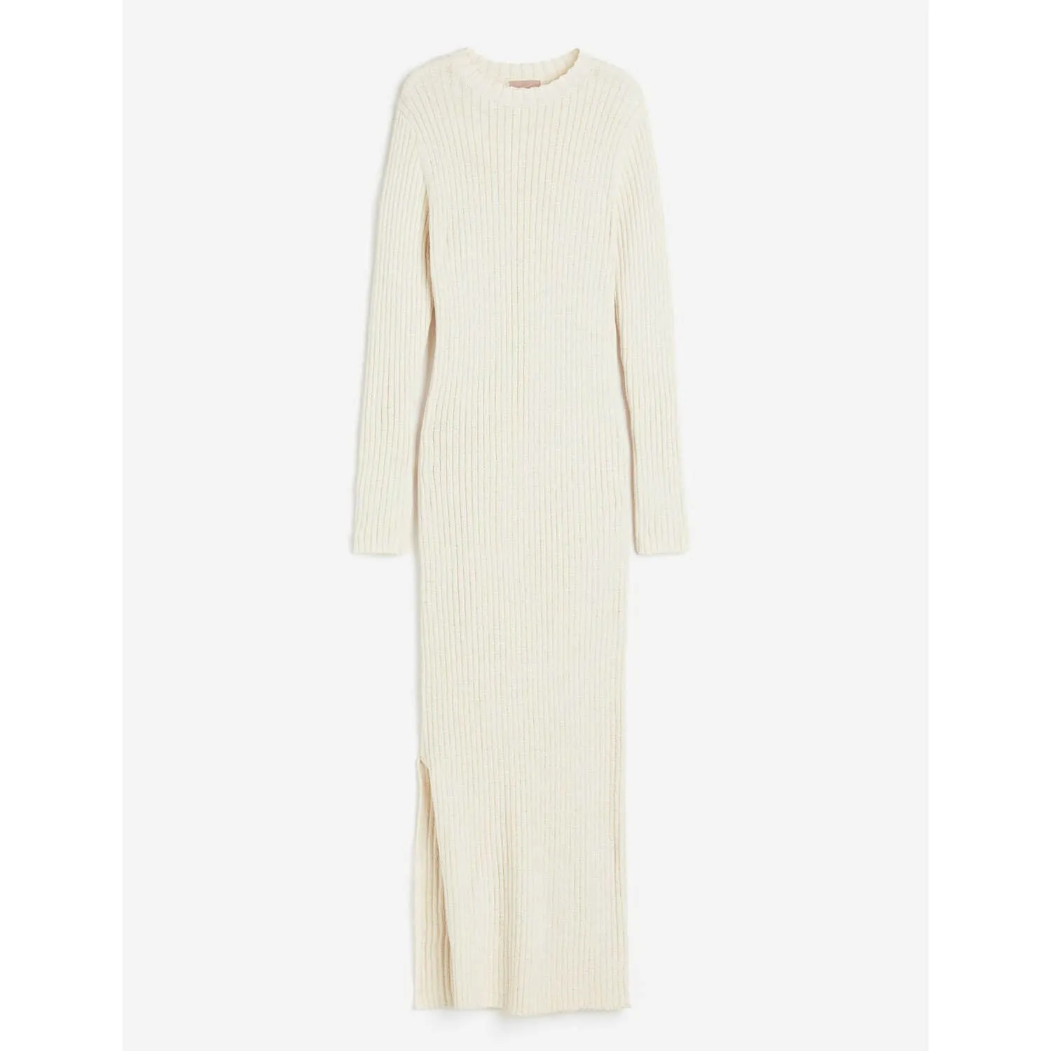 H&M Long Rib Knit Dress, light beige