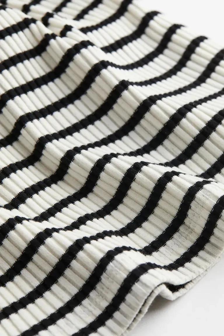 H&M Ribbed Bodycon Dress, White/Black Striped