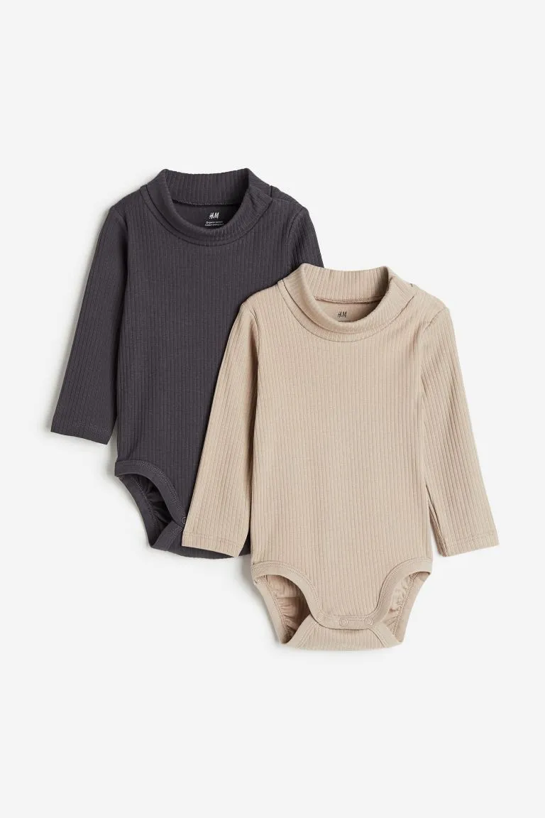 H&M Ribbed Two-Piece Bodysuit with Turtleneck