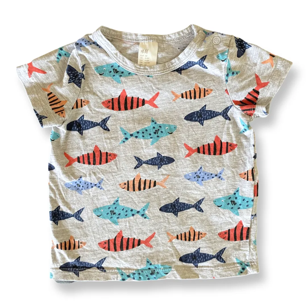 H&M Sharks T-Shirt - 4-6 mo.