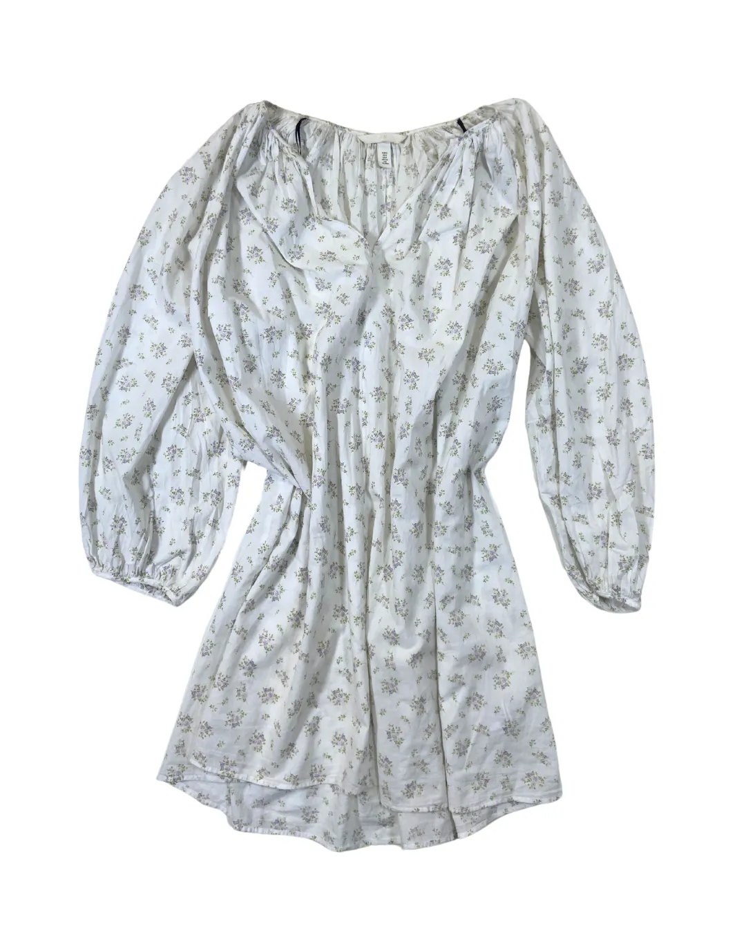 H&M White Floral Smock Dress