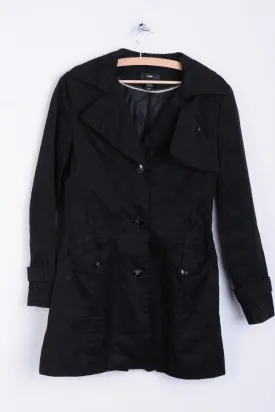 H&M Womens 8 M Jacket Coat Black Long Single Breasted