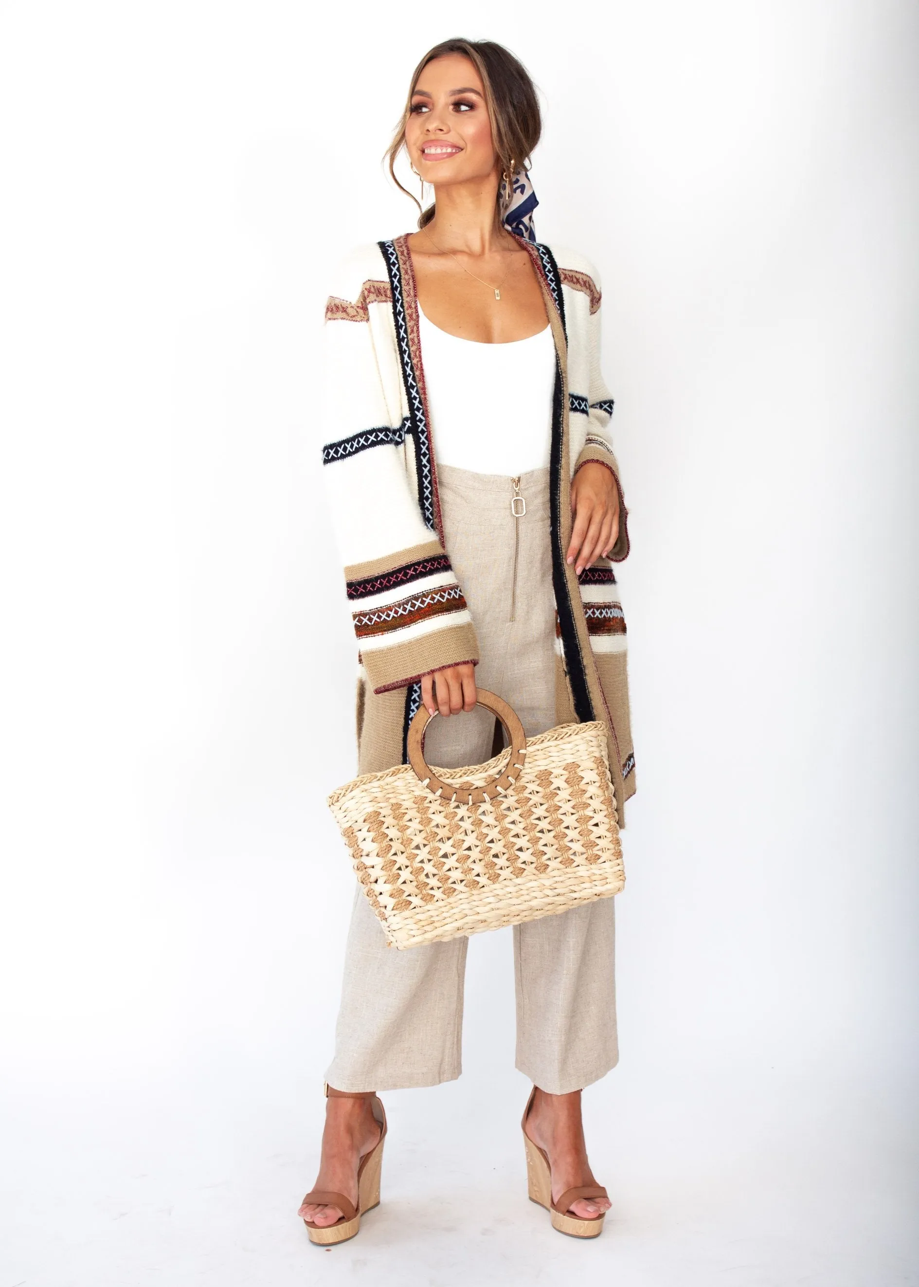 Heath Cross Stitch Cardigan - Cream