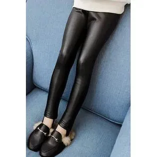 Kid Girl Dazzling Solid Color Leather Legging - KGLGC54480