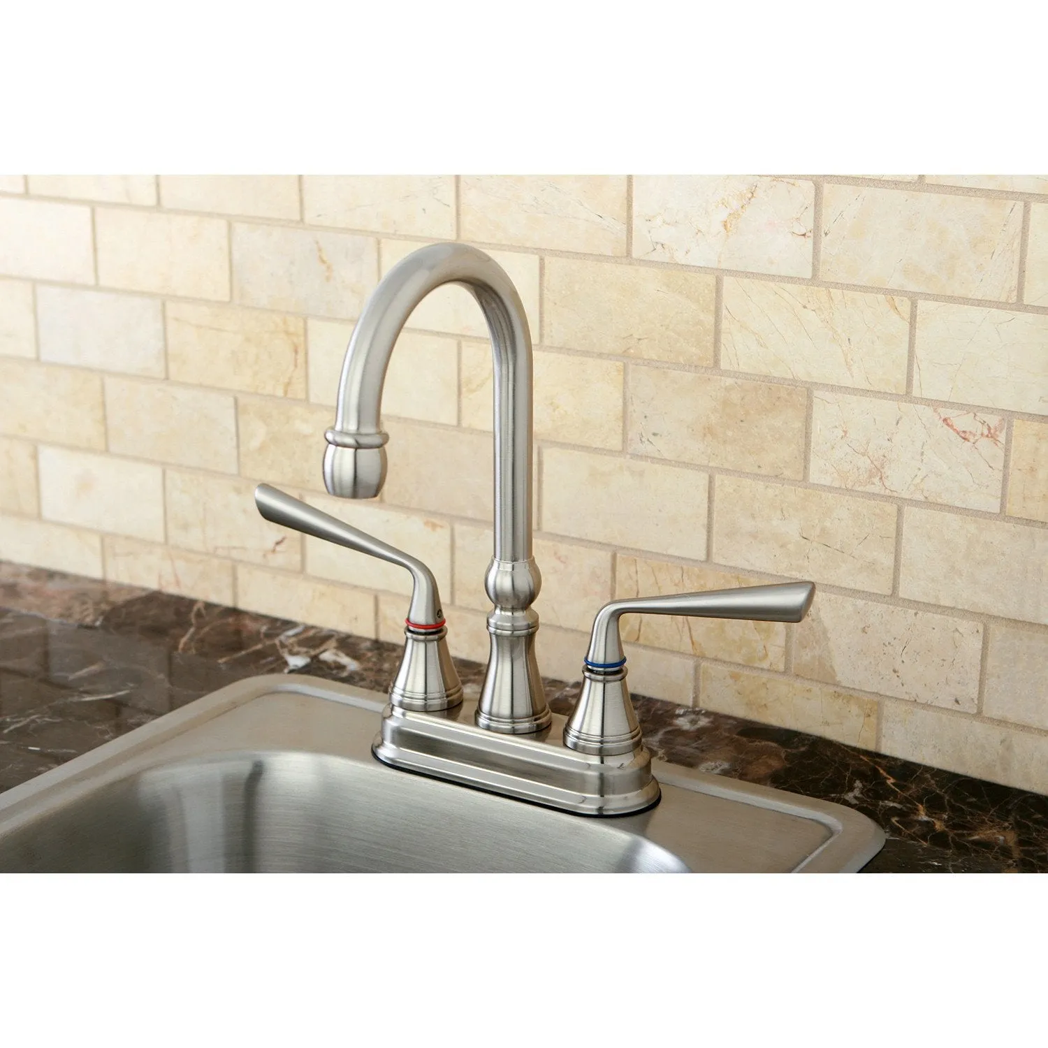 Kingston Brass Silver Sage Satin Nickel Bar Sink Convenience Faucet KS2498ZL