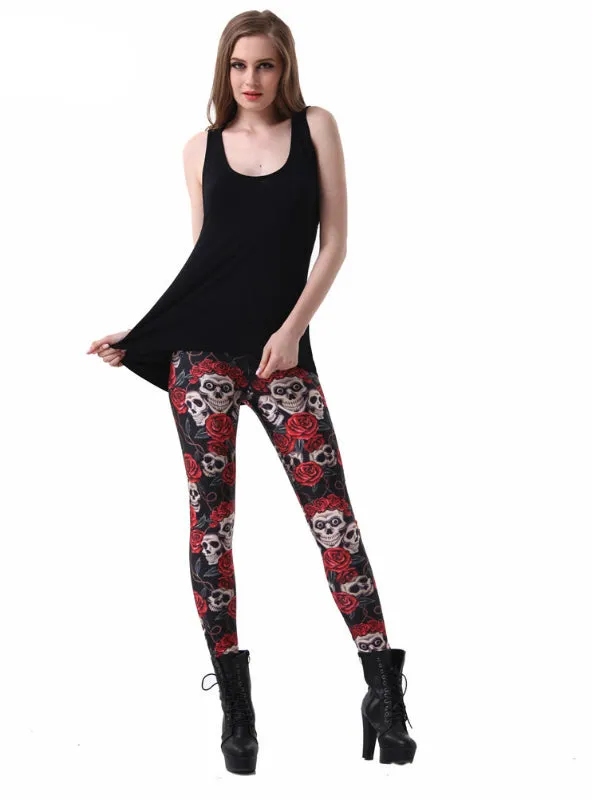 Leggings Pants Digital Printing Funny Skulls Leggings