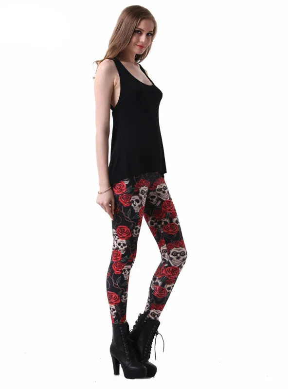 Leggings Pants Digital Printing Funny Skulls Leggings