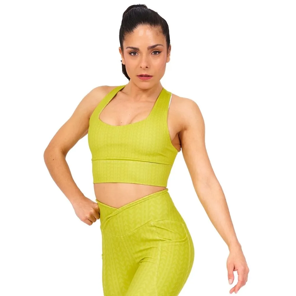 Lime Green Longline Sports Bra