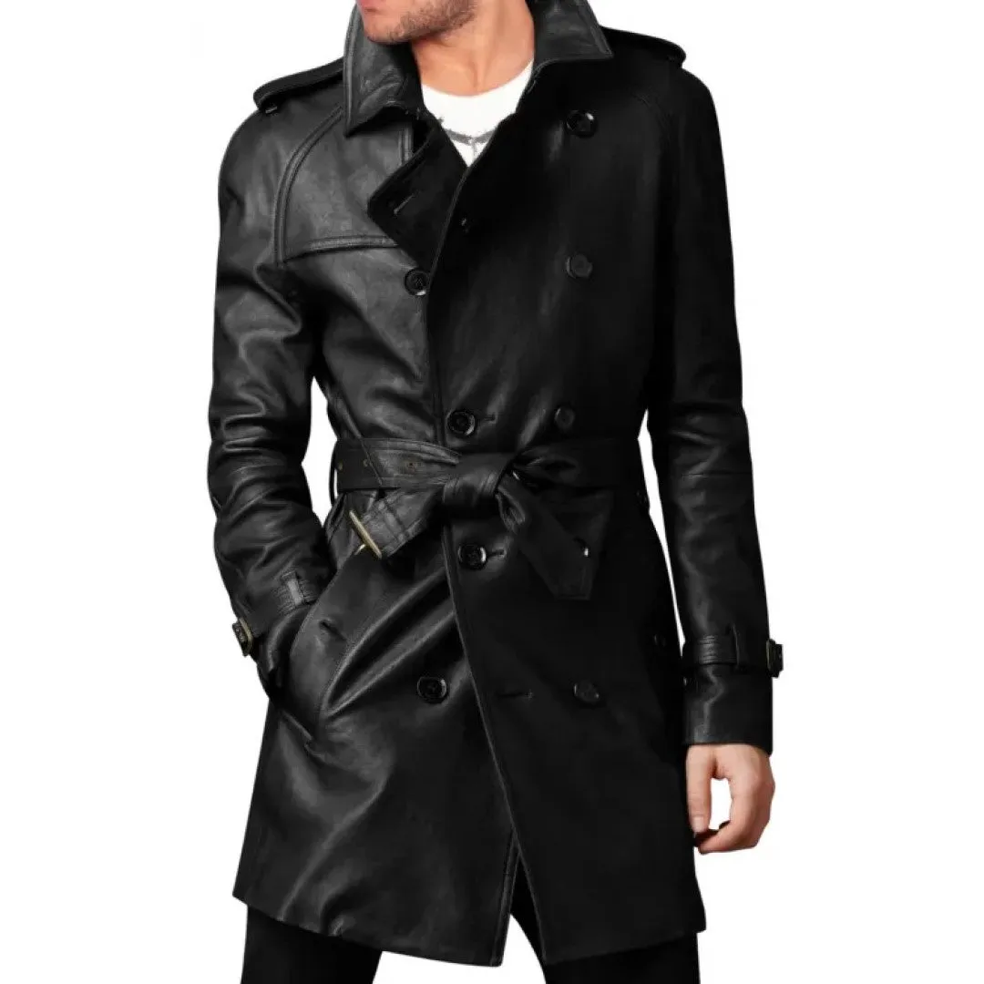 Long Black Leather Coat Mens