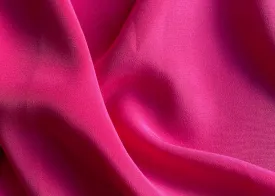 Lustrous Saturated Pink Blaze Silk Crepe de Chine