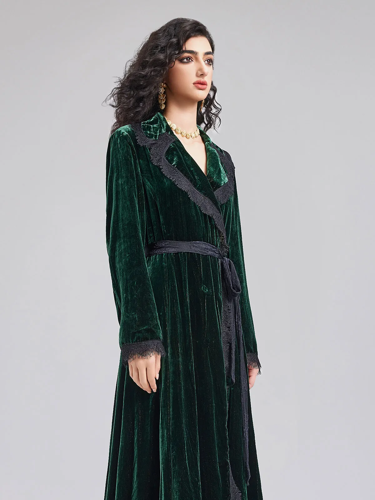 Luxury Reversible Velvet Lace Trench Coat