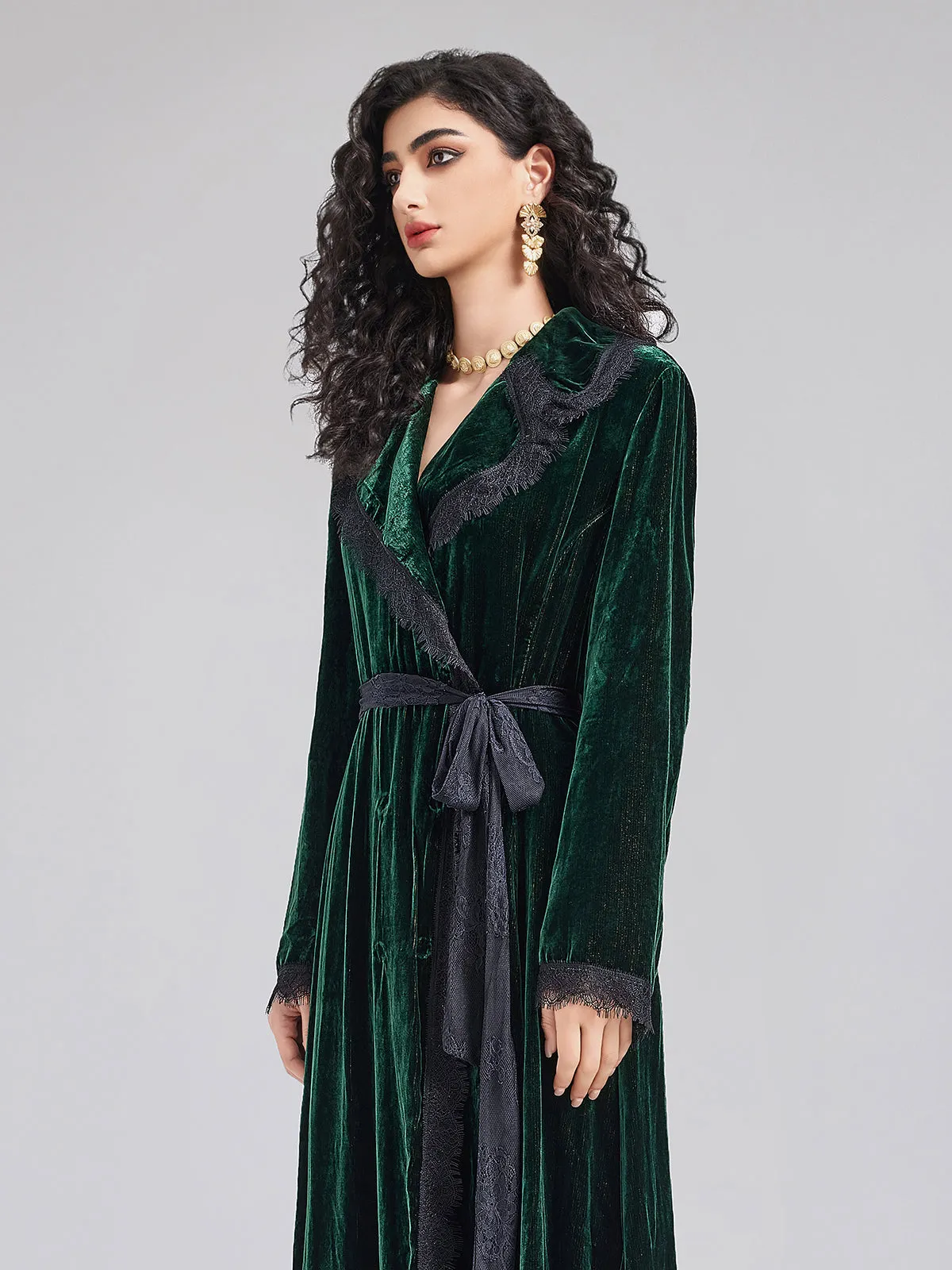 Luxury Reversible Velvet Lace Trench Coat