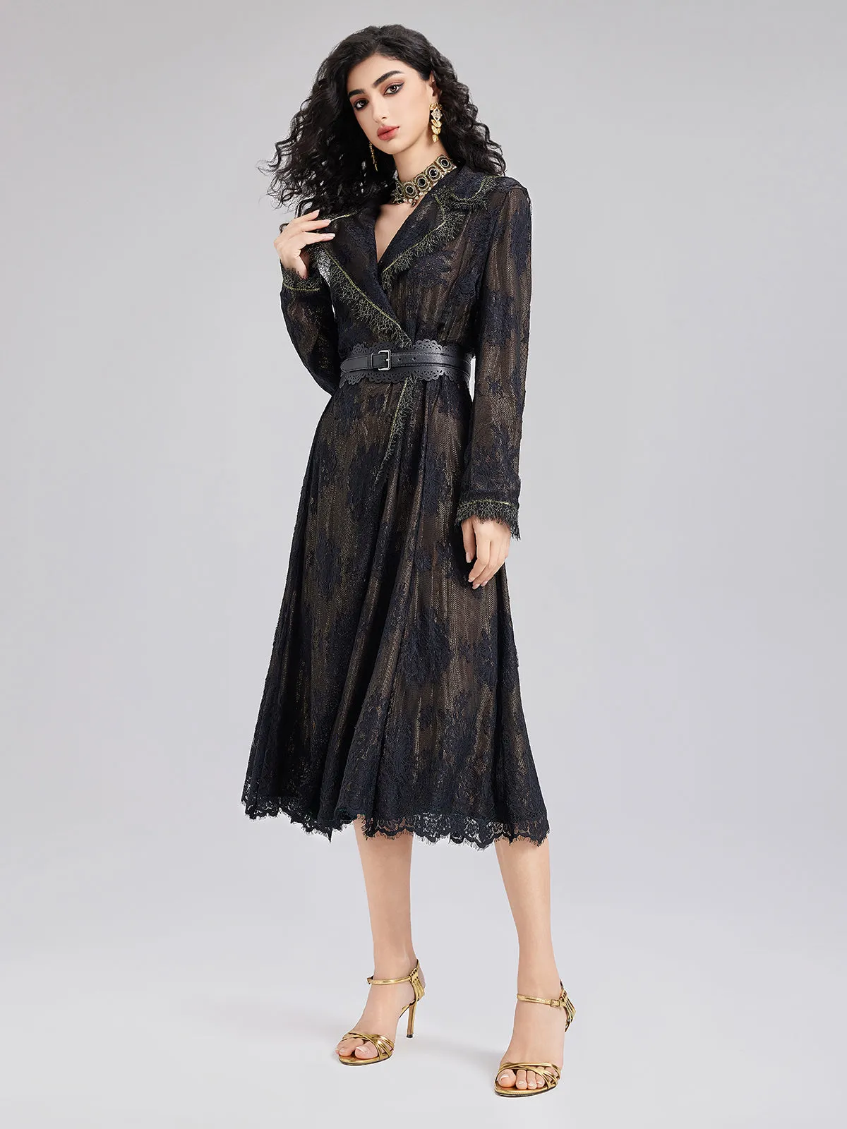 Luxury Reversible Velvet Lace Trench Coat