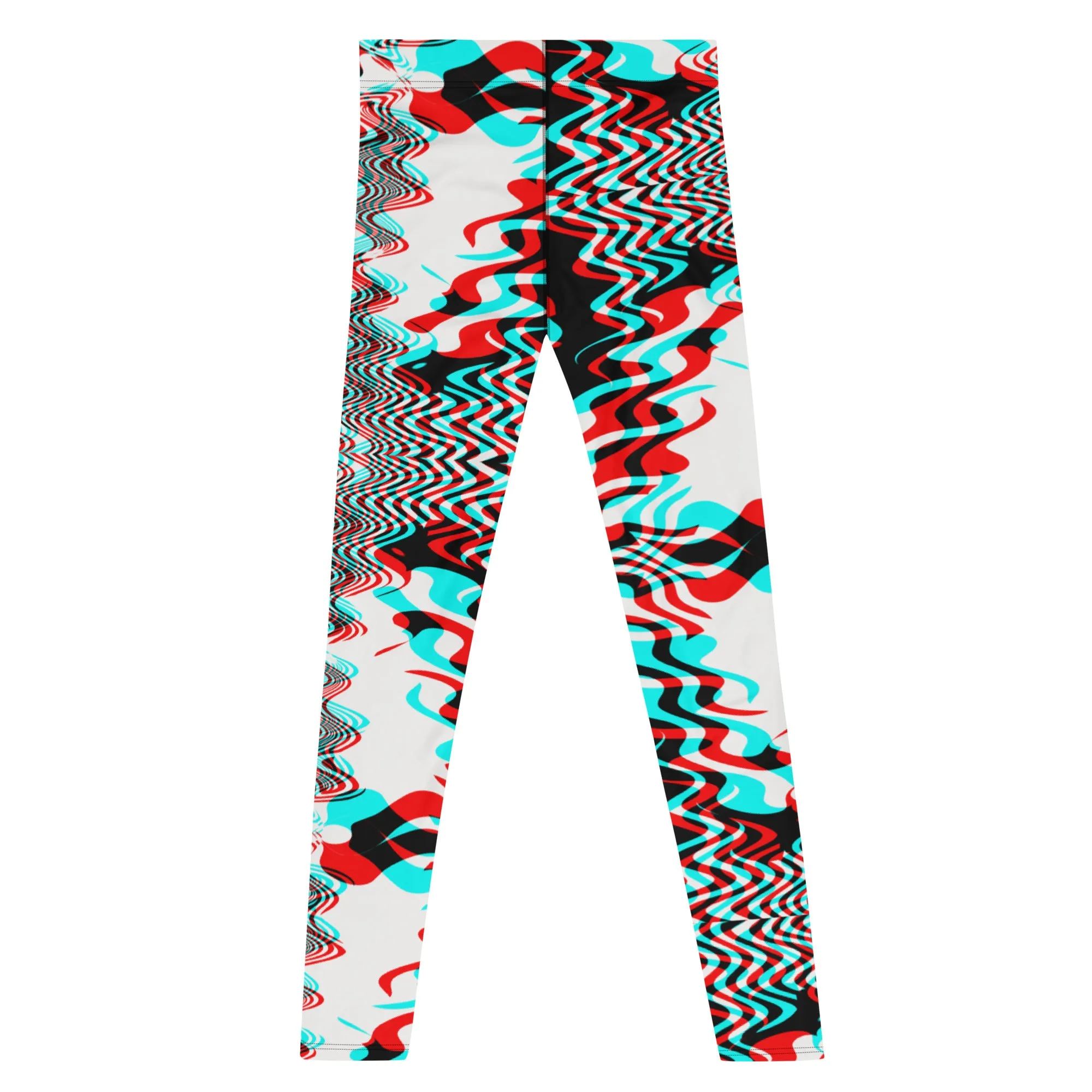 Men's Party Pants, Festival Tights, Psychedelic, Men's Leggings, Gym Leggings, Wrestling Tights, Printed Leggings, Yoga Leggings, Man Pants, Men's Leggings Waves Red Blue Black White