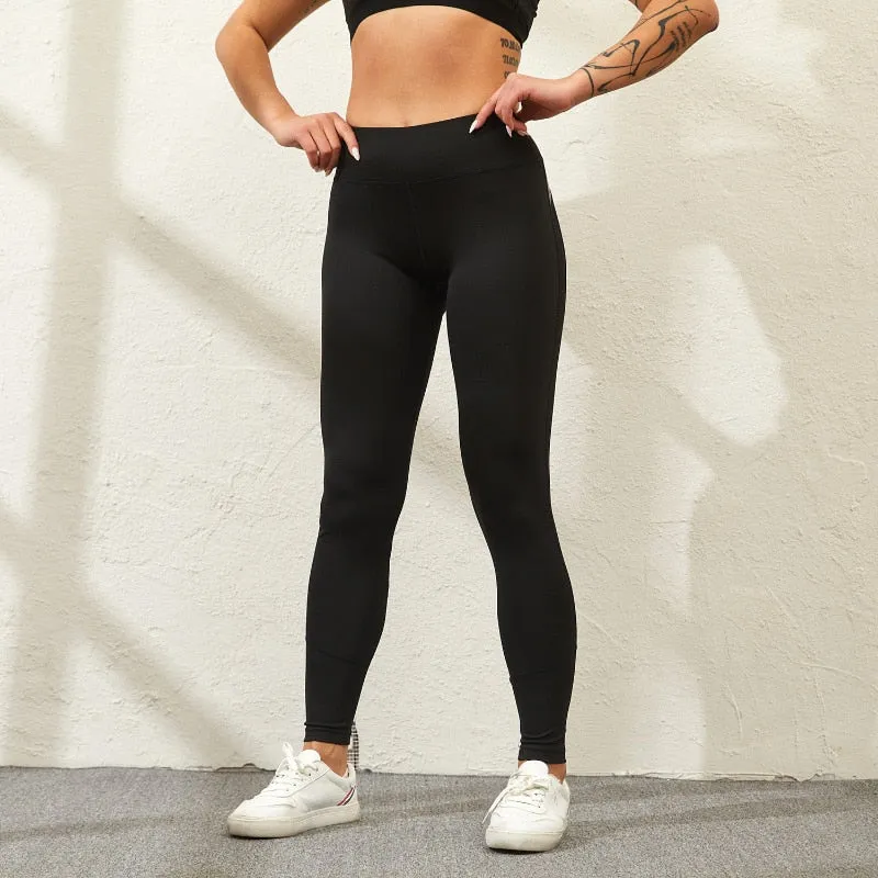 Mesh And PU detail Gym Leggings