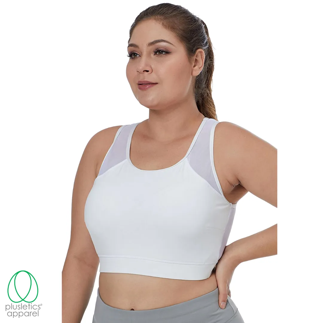 Mesh Back Sports Bra- White