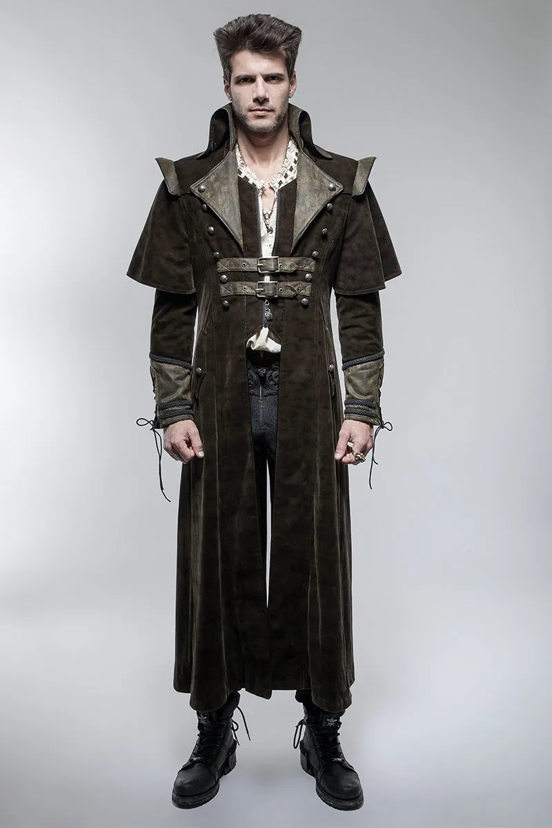 Military Cape Style Modern Gothic Trench Coats For Men