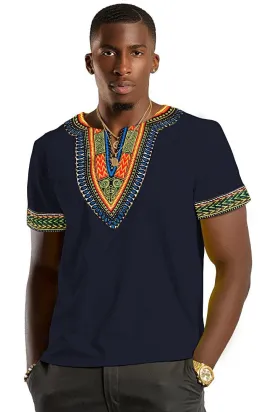 Navy Blue African Dashiki Men Shirt for Men and Women