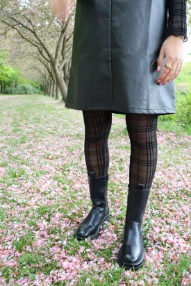 NILLA-LEGGING - BLACK FLOCK CHECK