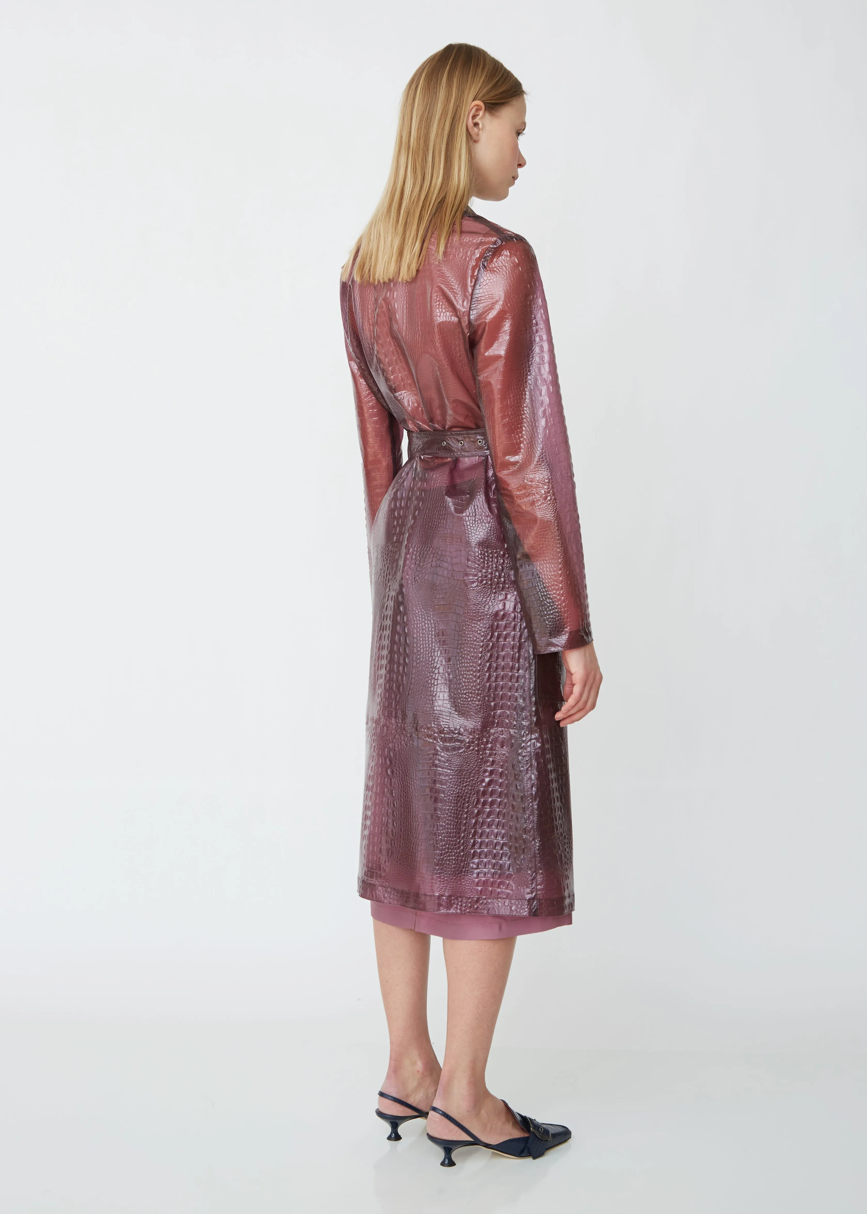 Nisa Embossed Plastic Trench Coat