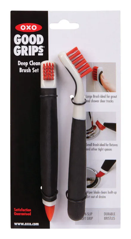 OXO Good Grips Medium Bristle Plastic/Rubber Handle Deep Clean Brush Set