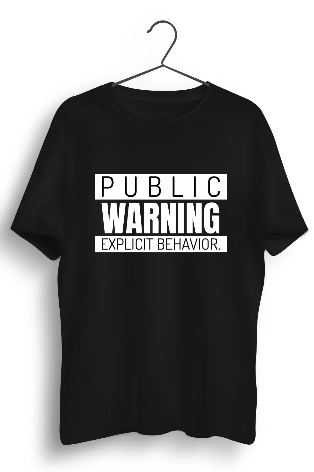 Paytm Exclusive - Public Warning Graphic Printed Black Tshirt