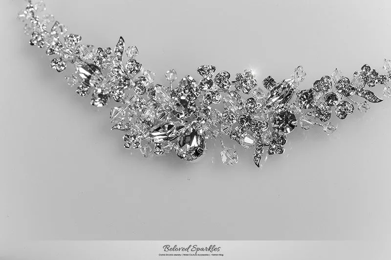 Persis Delicate Cluster Silver Hair Tie Headband | Swarovski Crystal