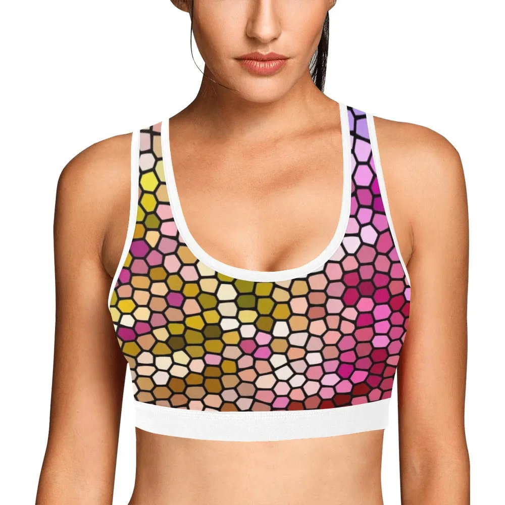 Pink Dahlia Stained Glass Sports Top up to 3 XL