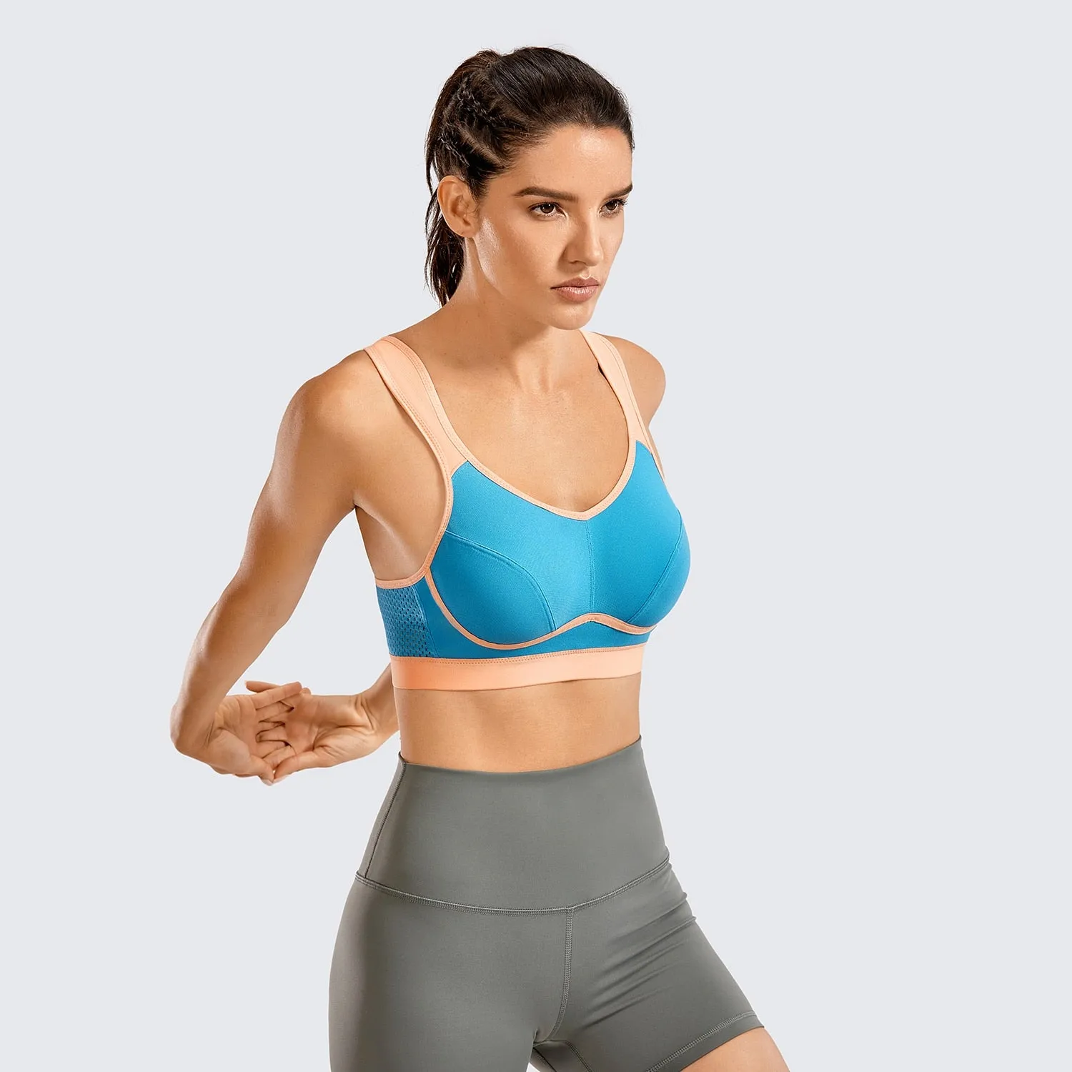 Plus size high impact wireless non-padded moisture-wicking sports bra (32C-44G)