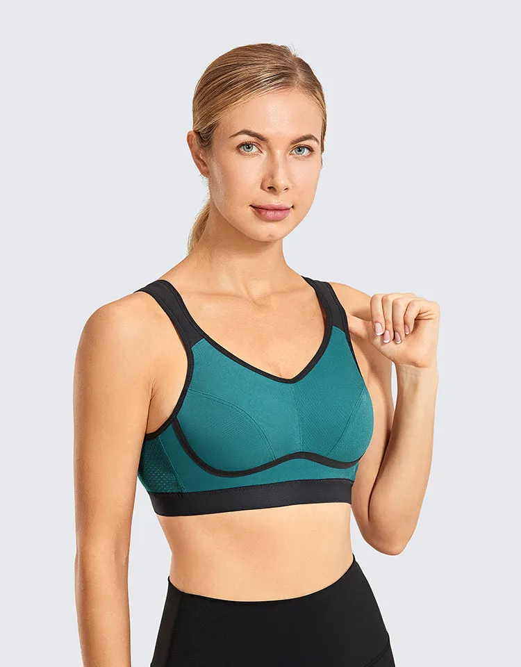 Plus size high impact wireless non-padded moisture-wicking sports bra (32C-44G)