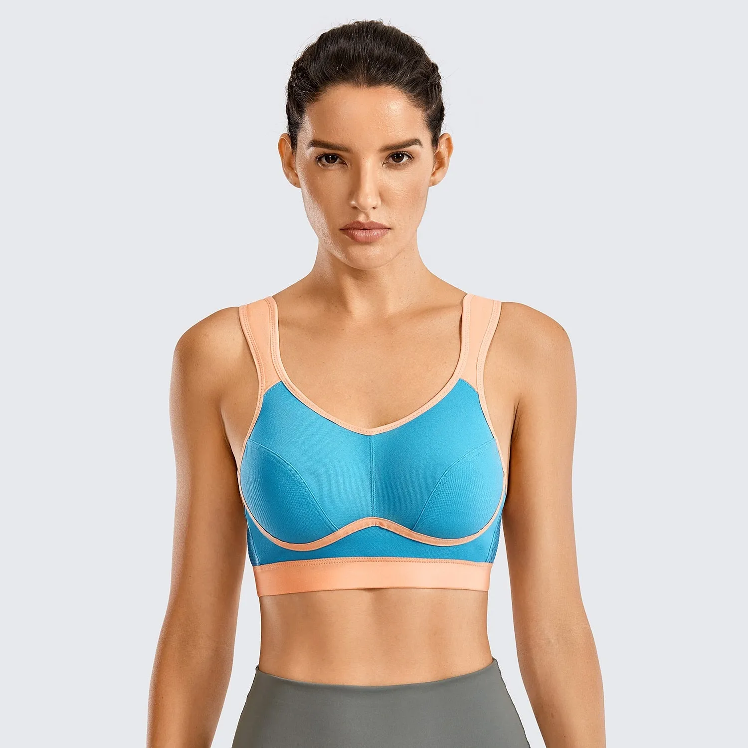 Plus size high impact wireless non-padded moisture-wicking sports bra (32C-44G)