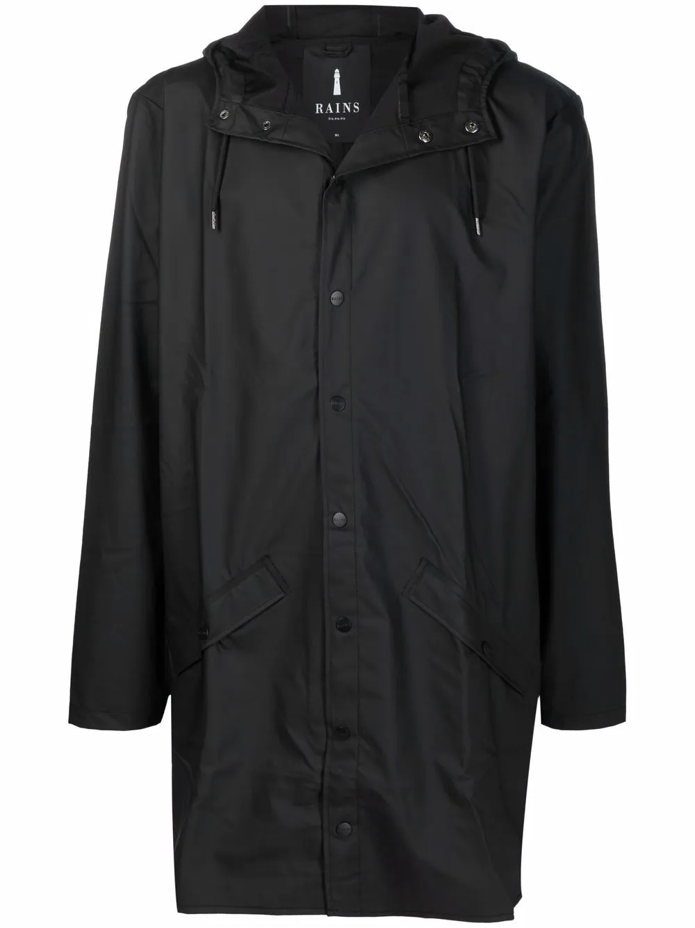 press-stud hooded raincoat