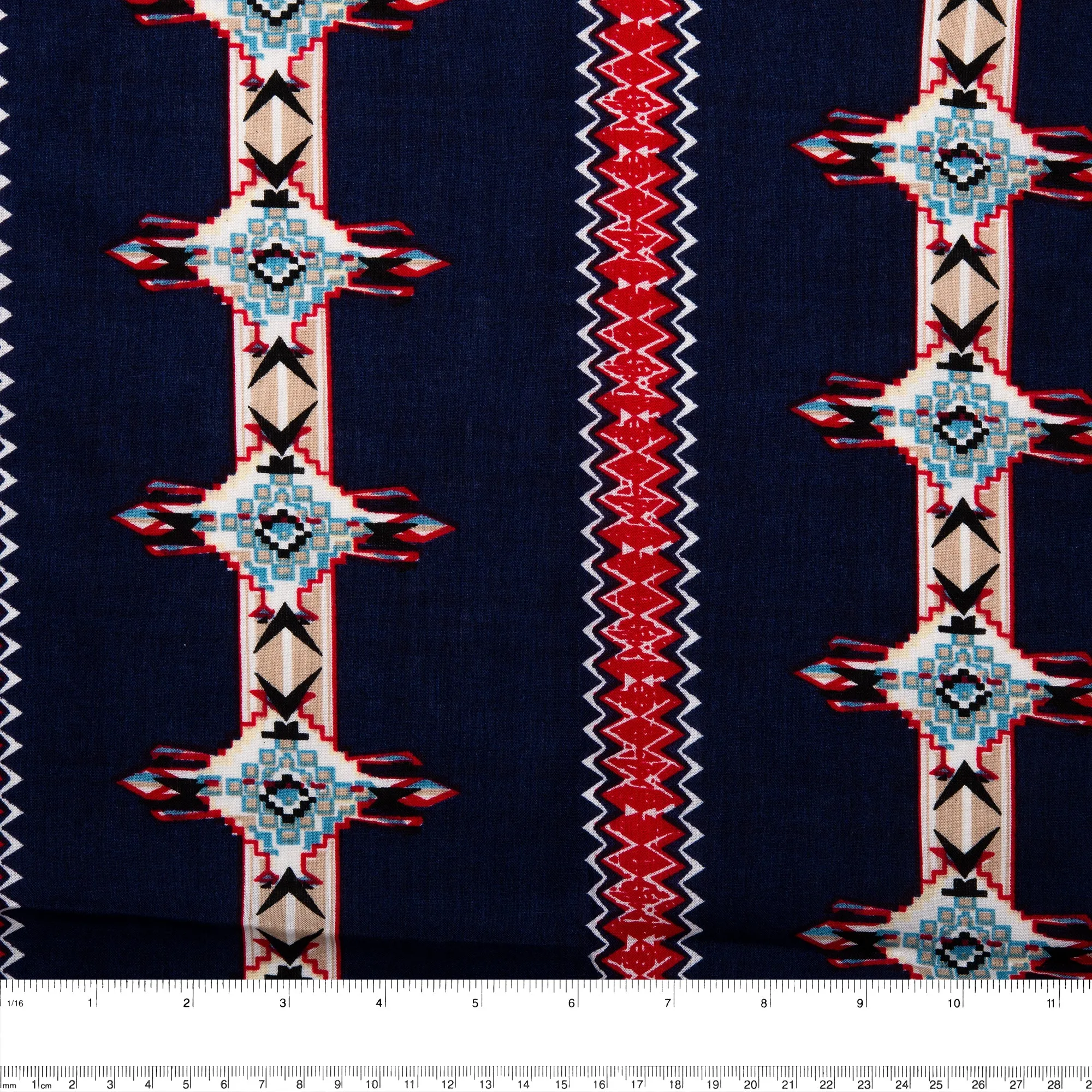 Printed Rayon Linen - BORA BORA - Navajo - Navy