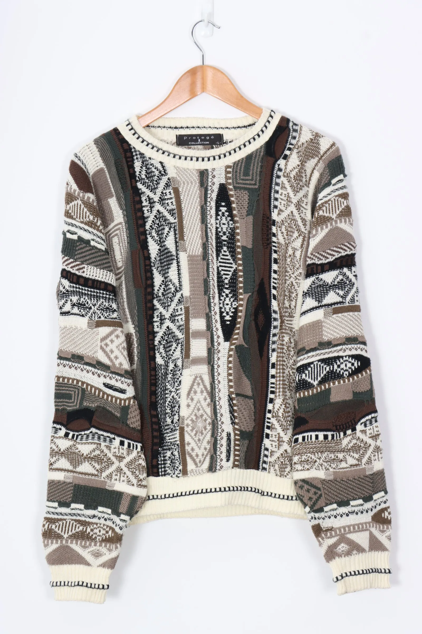 PROTEGE Brown Tones Coogi Style 3D Sweater Knit (L)